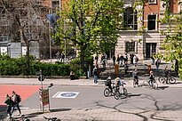 Students outside of the Library