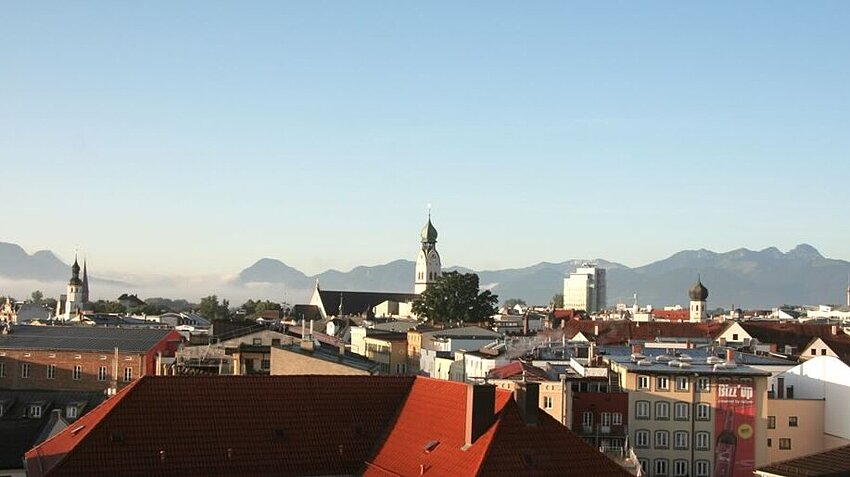 Rosenheim skyline with the mountains in the background