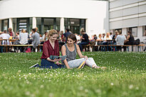 Students on the Lawn in front of the Canteen