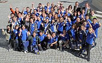 Begrüßung der Austauschstudierenden vor dem Kemptener Rathaus