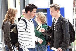 Students in the university foyer
