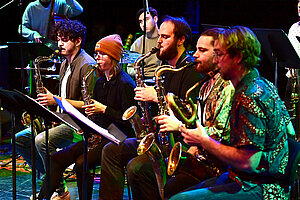 (c) Gregory Giakis Musicians in a big band performing