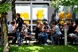 @ Rosenheim UAS Bavarian atmosphere in the cafeteria "beer garden"