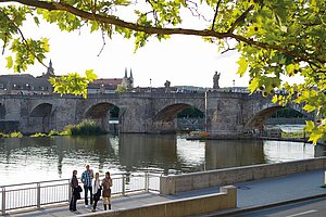 Students in the laboratory Old bridge across the Main