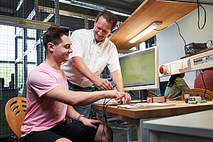 A Student and his Professor in the Electrical Engineering Lab
